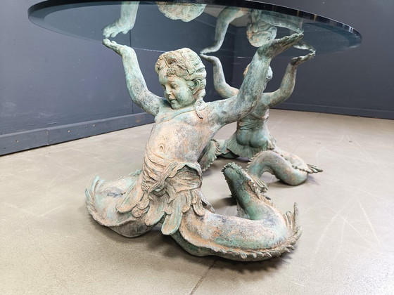 Image 1 of Couchtisch Putti Mermen aus Bronze, 1960er Jahre