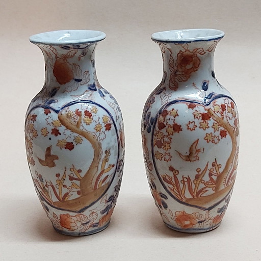 2 Miniature Imari Vases China