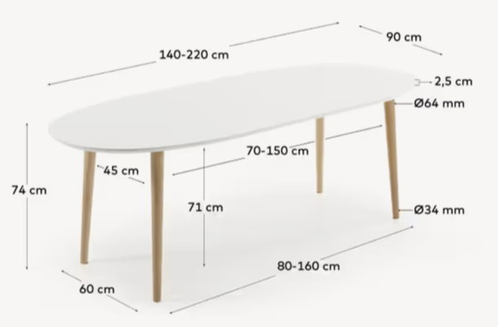Image 1 of Tavolo ovale allungabile (140 - 220 cm) - Kave Oqui