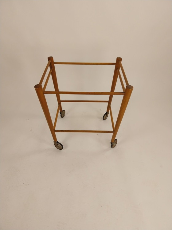 1 x 1950s Coja Culemborg bar cart with original glass., Metal, Black (photo 6 of 6)