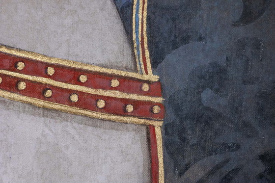 Image 1 of Bemaltes Leinwandbild mit der Büste eines indischen Pferdes. Zeitgenössisch.