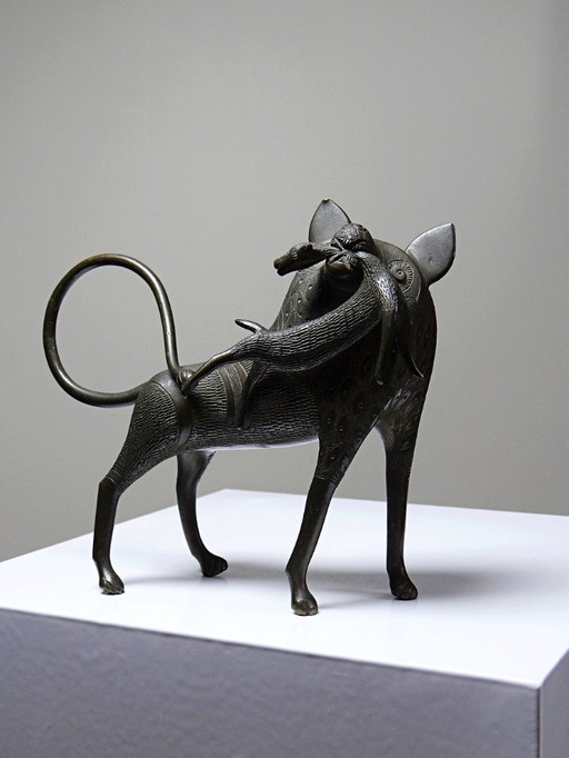 Sujet, lion, hyène, bête en Bronze du Bénin Dahomey Cotonou vintage/ancien