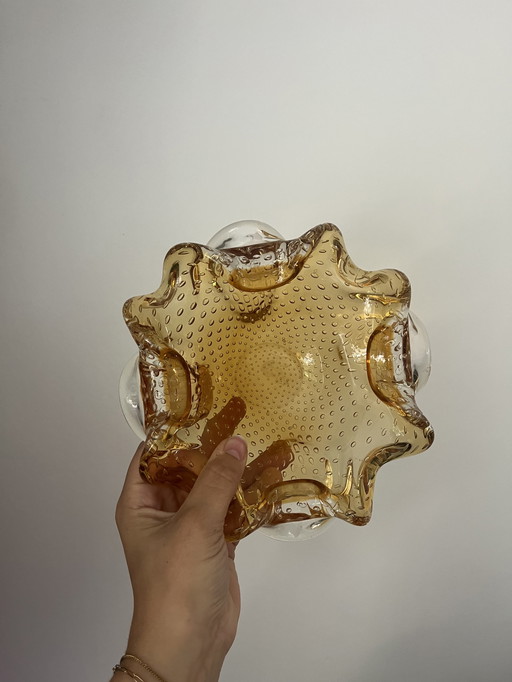Vintage Murano Amber Geel Honey Asbak
