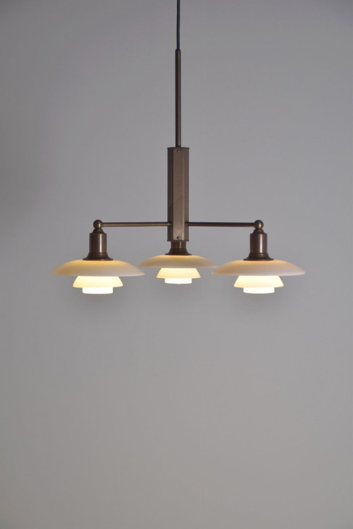 PH 2/1 kroonluchter door Poul Henningsen voor Louis Poulsen, jubileumeditie – Brass, Glass, Vintage