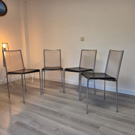 Giandomenico Belotti Sedie Spaghetti, Sedie da pranzo, Alluminio, Plastica, Nero (foto 10 di 11)