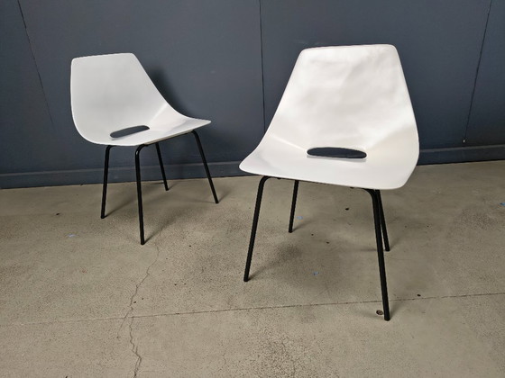 Image 1 of 4x Vintage Tonneau Chairs Design By Pierre Guariche, 1980s