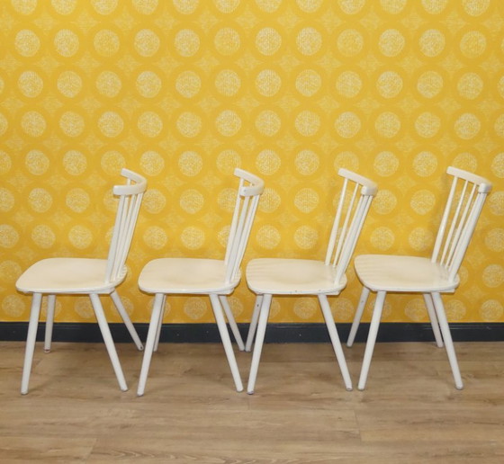 Image 1 of Set of 4 vintage chair classic kitchen chair rung chair kitchen wood white shabby chic retro wooden chair stable