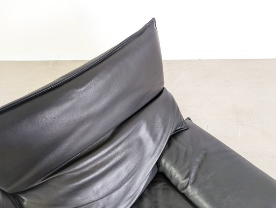 Image 1 of Vintage Italian 3-seater sofa, design couch, black leather, 1980s