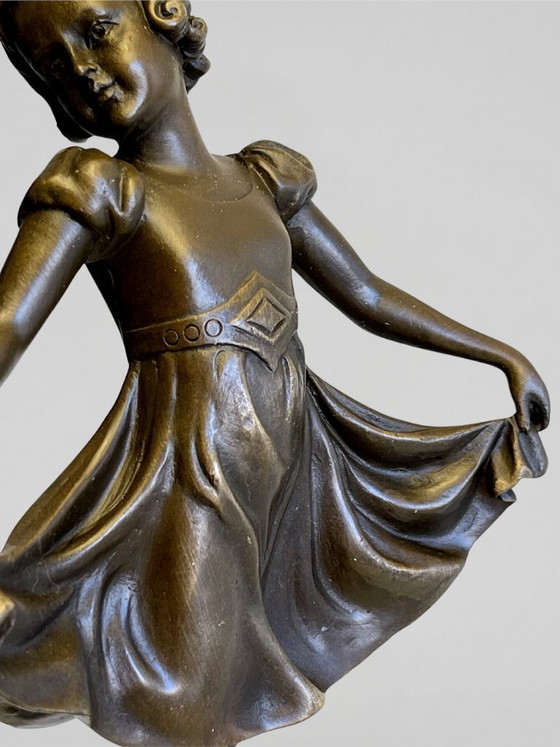 Image 1 of Art Deco sculptuur gesigneerd Preifs – Brons BJB – danseres – 32 cm