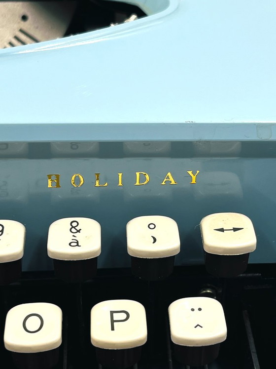Remington Holiday Portable Typewriter, Decorative Objects, Metal, Plastic, Blue, Vintage (photo 4 of 15)