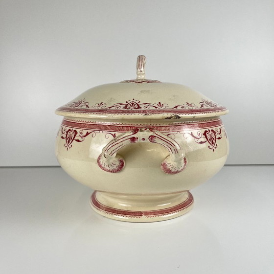 Image 1 of Creil & Montereau Terre de fer zuppiera, modello "Admiral", rossa, XIX secolo.