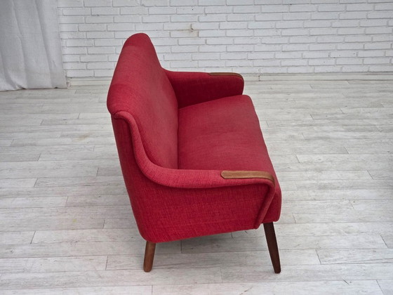 Image 1 of Dänisches 2-Sitzer-Sofa aus den 1970er Jahren, Möbelstoff, Teakholz.
