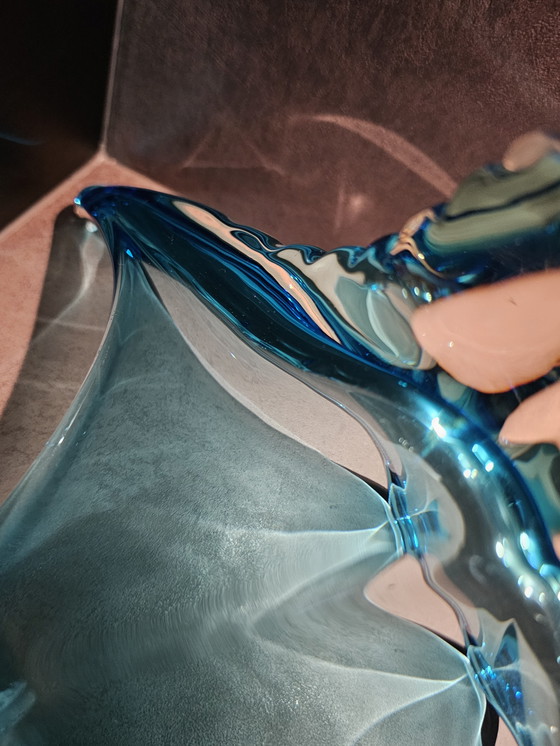 Image 1 of Coupe en turquoise du Val Saint Lambert.