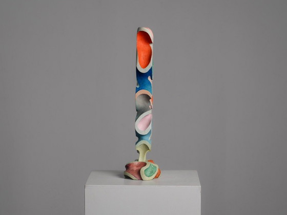 Abstrakte polychrome Holz-Bildhauerei, zugeschrieben Ivan Stoyanov, Bulgarien, 1981 (photo 2 of 10)