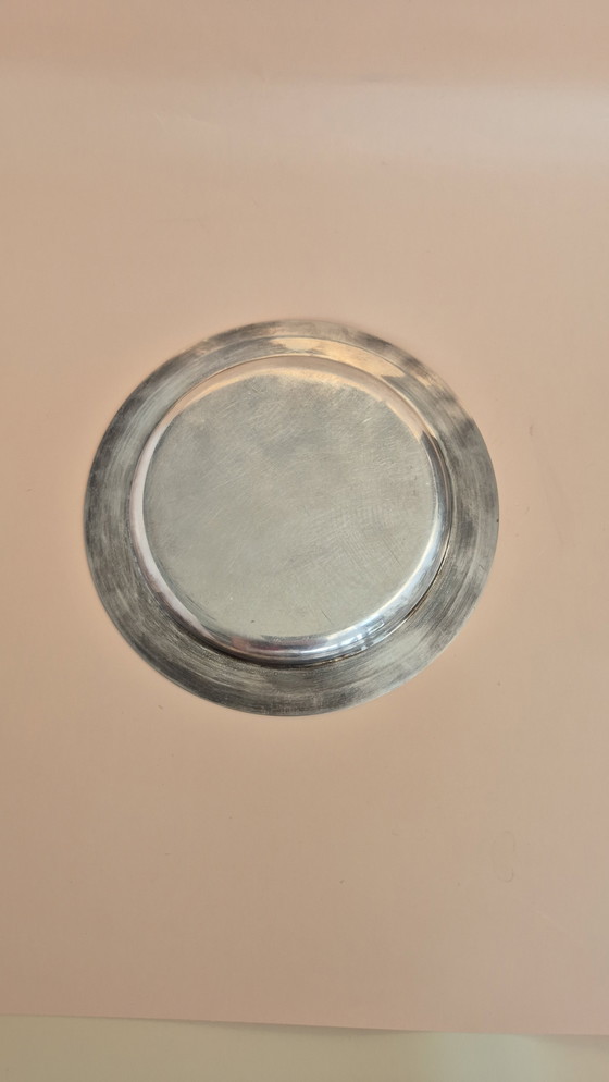 Image 1 of Small plate in silver-plated metal - classic style - hallmark visible