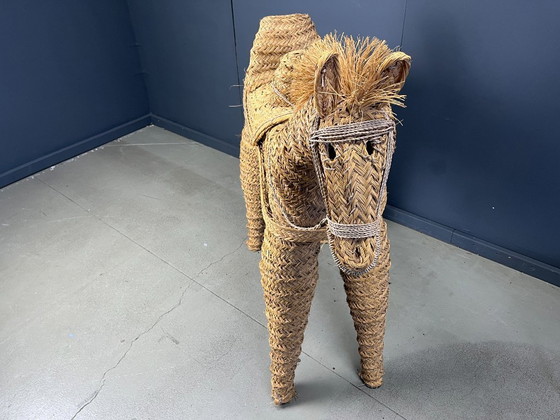 Image 1 of Poney/cheval espagnol vintage en paille, grandeur nature, années 1960