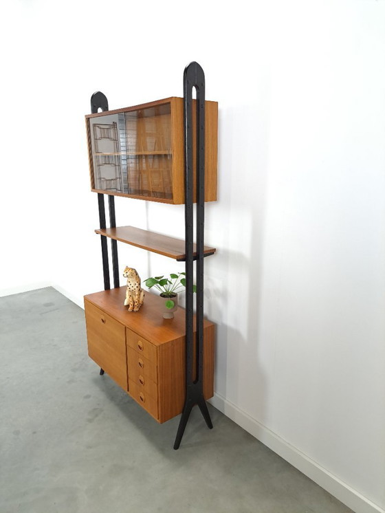 Image 1 of Teak Musterring design kast met zwarte poten