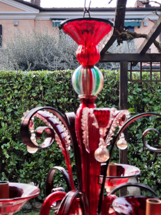 Image 1 of Lustre à trois lumières en verre de Murano