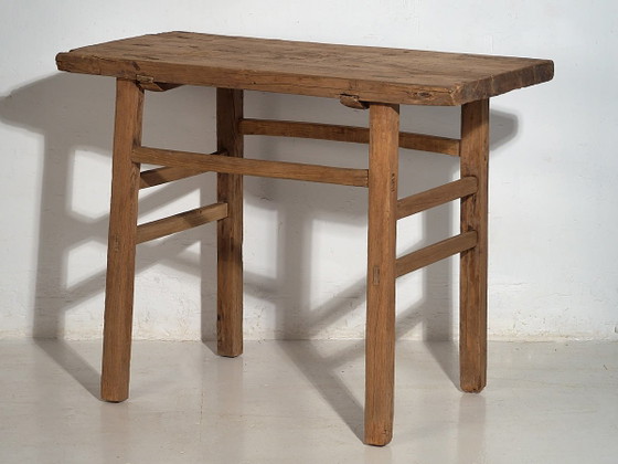 Antieke houten console tafel (ca. 1920) #6, Bruin, Rustic (foto 34 van 37)