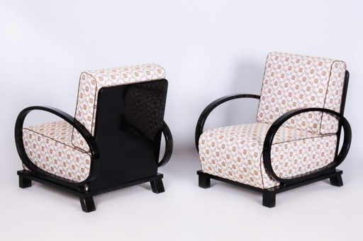 Paar restaurierter Art-Deco-Sessel, von J. Halabala, UP Závody, Tschechien, 1920er Jahre – fauteuils, Textile, Wood