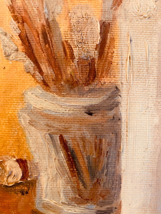 Image 1 of Small oil painting on canvas, still life, "studio"