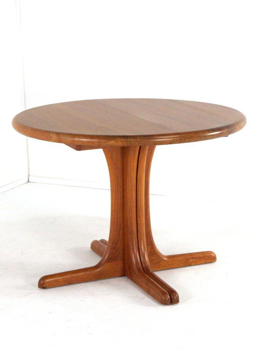 Danish round 1x extendable dining table teak solid