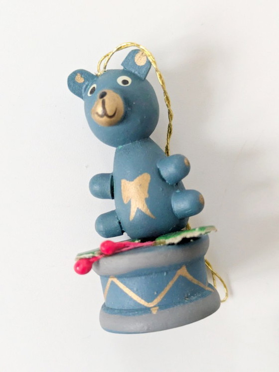 Image 1 of 14 x Vintage Kerstversieringen in Doos | Duitse Volkskunst Houtdecoratie uit de Jaren 80