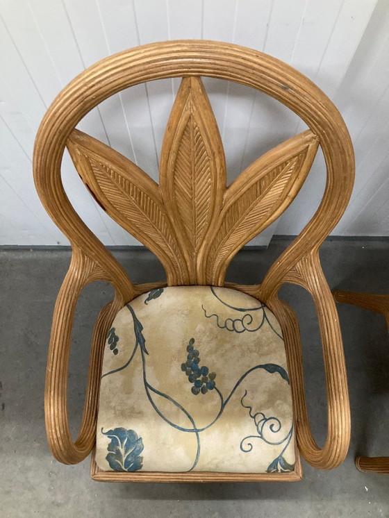 Image 1 of 4 Vivai del Sud eetkamerstoelen van riet, bamboe en palmbladeren