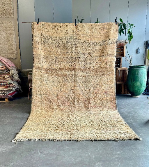 Authentic Moroccan Vintage Boujad Berber Wool Rug 210x370 cm