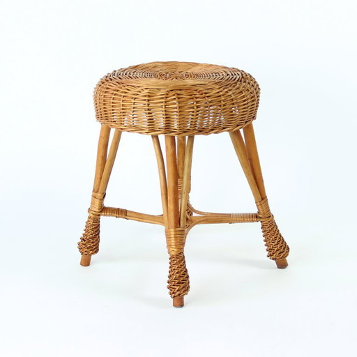 Vintage Rattan-Hocker, Tschechoslowakei 1960er Jahre