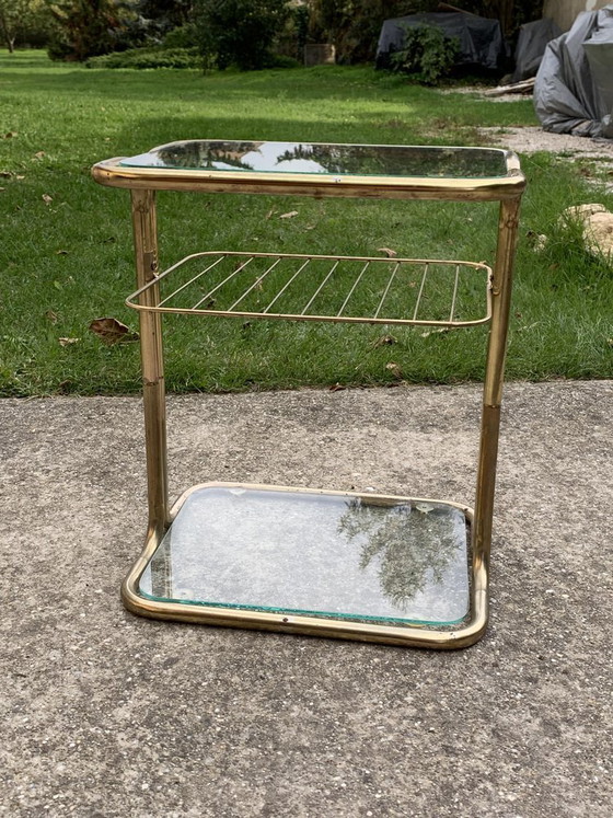 Brass and Glass Side Table, Italy, 1970s – Hollywood Regency (photo 2 of 6)