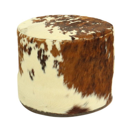 Vintage Pouf aus Rindsleder