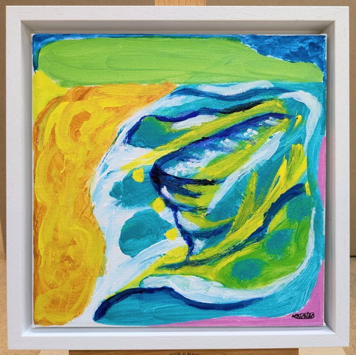 ST IVES PORTHMEOR BEACH 3 PEINTURE ACRYLIQUE PAYSAGE MARIN TOILE NIGEL WATERS ENCADRÉ