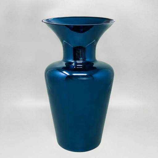 1970s Italian Murano Blown Glass Blue Vase by Maestro del Vetro