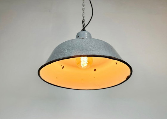 Image 1 of Industrial Grey Enamel Factory Lamp, 1960s