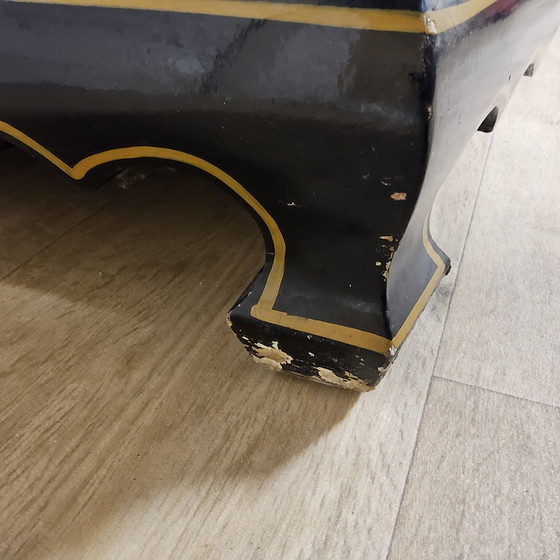 Image 1 of Vintage Chinese black lacquer cabinet birds and flowers bohemian / bohemian / oriental cabinet