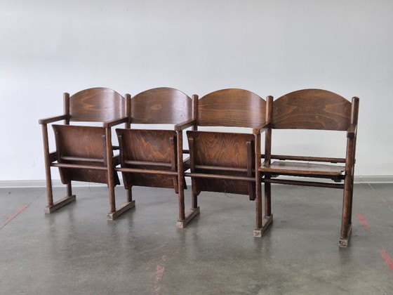 Image 1 of Banc de cinéma vintage en bois 1950