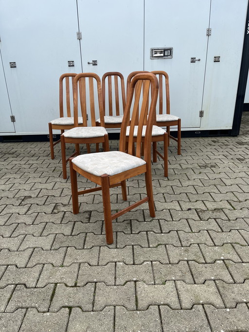 6x chaises de salle à manger vintage danoises en teck massif 1970