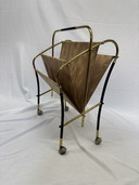 Vintage brass magazine rack, 1950s design by Cesare Lacca