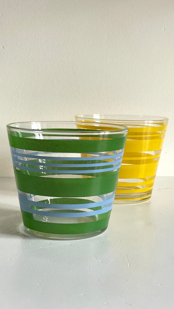 Image 1 of Pair of vintage screen-printed glass planters