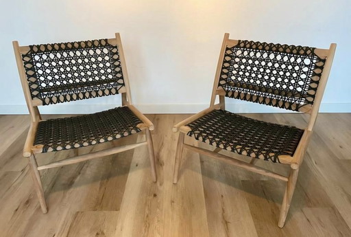 2 Strak design teak Indoor Outdoor stoelen, fauteuils, wave, strak, boho, beachstyle