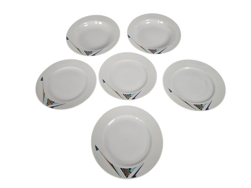 Seltmann Weiden Bayern Deutschland - H - 6 Teller - postmodern - Memphis-Stil - 80er Jahre