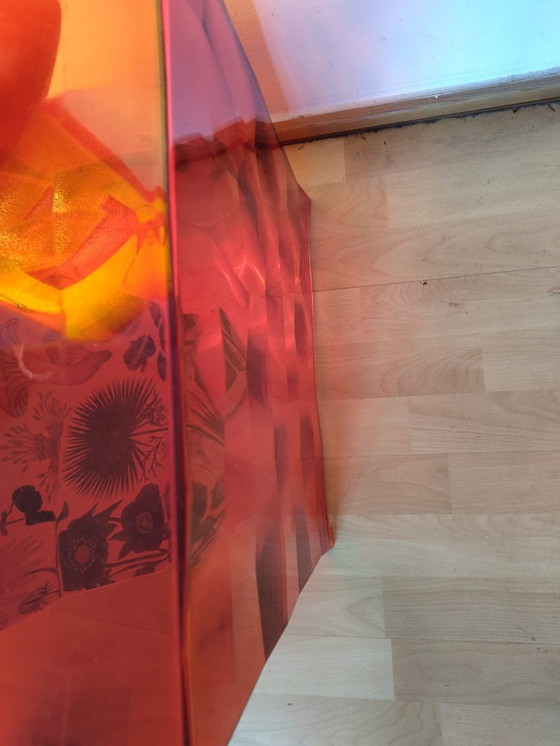 Image 1 of Kartell Kubus, design kastje, bijzettafel, rood kunststof