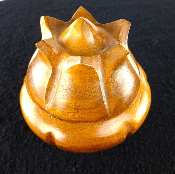 Image 1 of Vintage 1970s teak pot, flower shape