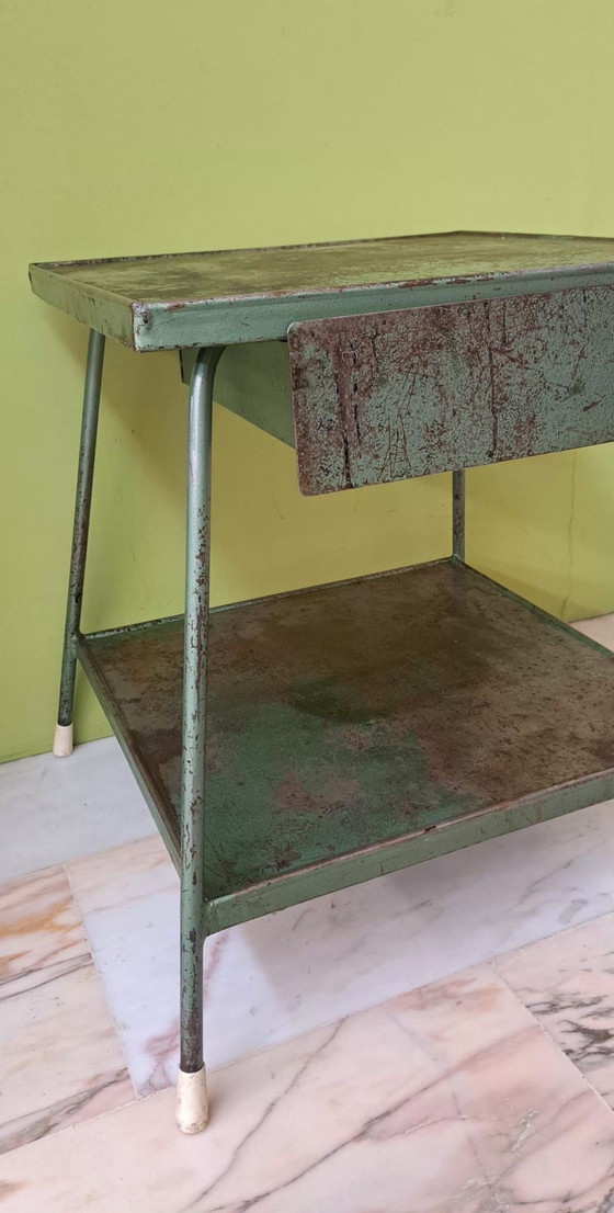 Industriële bijzettafel, Metaal, Groen (foto 7 van 7)