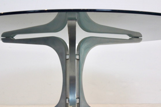 Artifort Ronde Salontafel van gerookt glas en aluminium, Koffietafelboeken (foto 6 van 7)