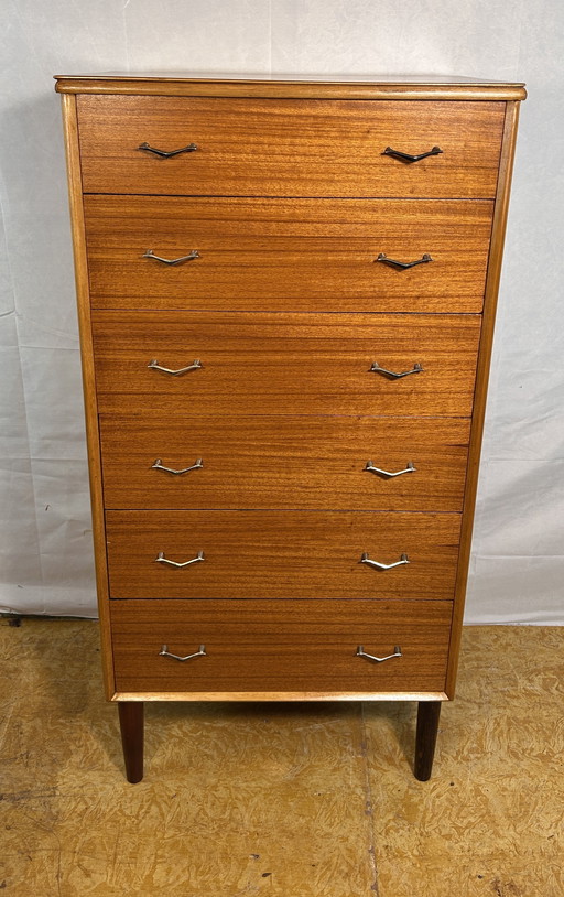 Mid-Century Retro Vintage Teak Chest of Drawers by Beeanese – 1960  Elegant English Craftsmanship | Six Spacious Drawers | Styli