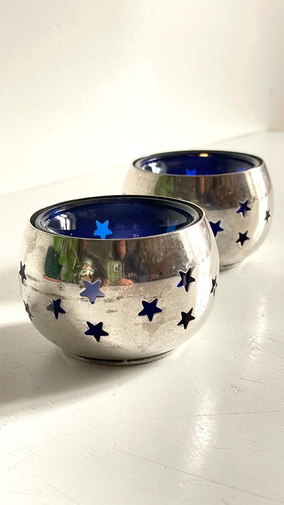 Image 1 of PHOTOPHORES Métal Argenté et Etoiles