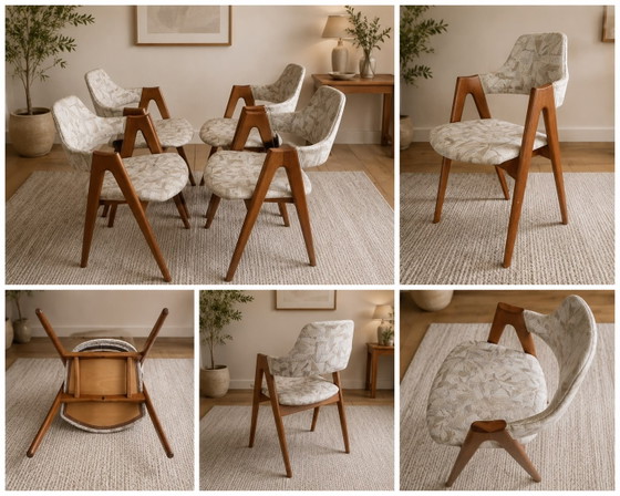 Image 1 of Kai Kristiansen Compass Teak Dining Chairs, Set of 4, Mid Century