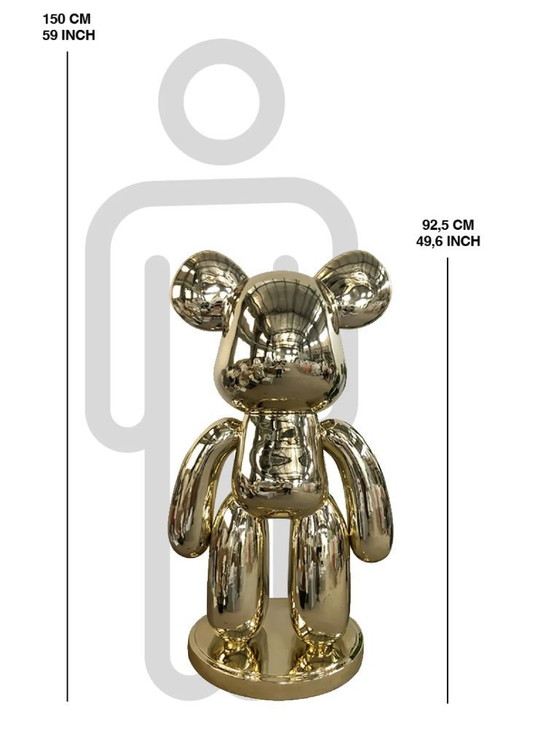 Image 1 of Fiberglass Sculpture - Brick Bear Figure - Gold